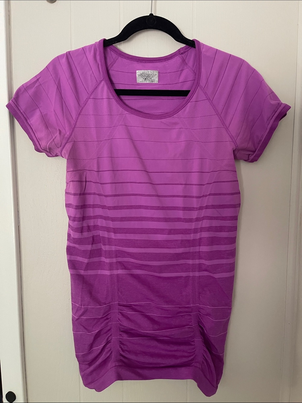 Athleta Purple Ombre Stripe Short-Sleeve Top